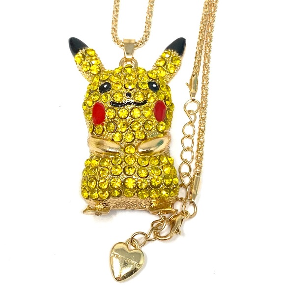 Betsey Johnson Pikachu Cristal Yellow Patent Necklace. - Picture 6 of 8